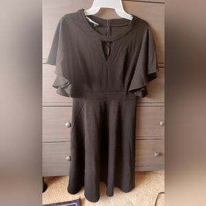 Chic Black Midi Dress with Flutter Sleeves